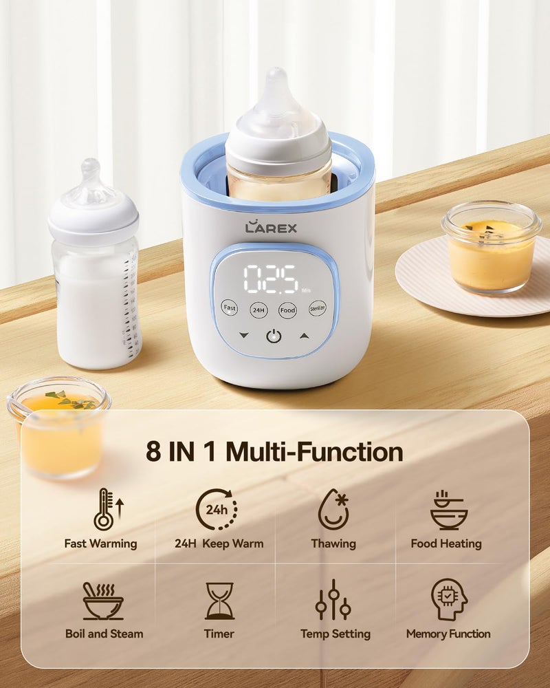 LAREX Bottle Warmer, Fast Baby Bottle Warmer for Breastmilk and Formula, with Timer and Accurate Temp Control, 8-in-1 Baby Milk Warmer BPA Free with Digital Display, Bottle Warmers for All Bottles - Image 3